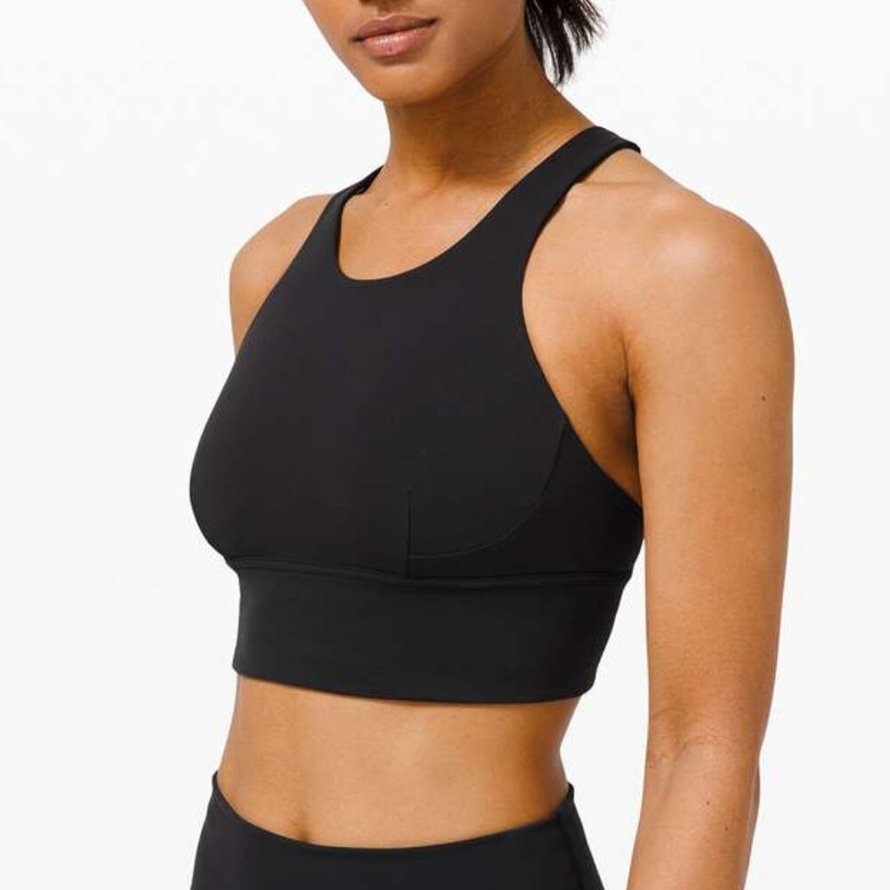 NWOT LULULEMON Wunder Train Long-Line Bra Medium Support, C/D Cups - 8 - Black